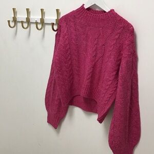 Cozy Pink Cable Knit Marcie Fushia Sweater